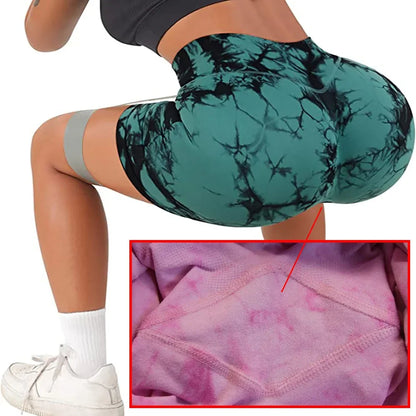 Tie-Dye Yoga Shorts for Women High Elastic Gym Shorts Push Up Sports Shorts Running Workout Fitness Women Short Sports Leggings - Smarsty