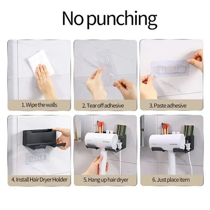Multifunctional Wall Mounted Hair Dryer Stand Organizer - Smarsty