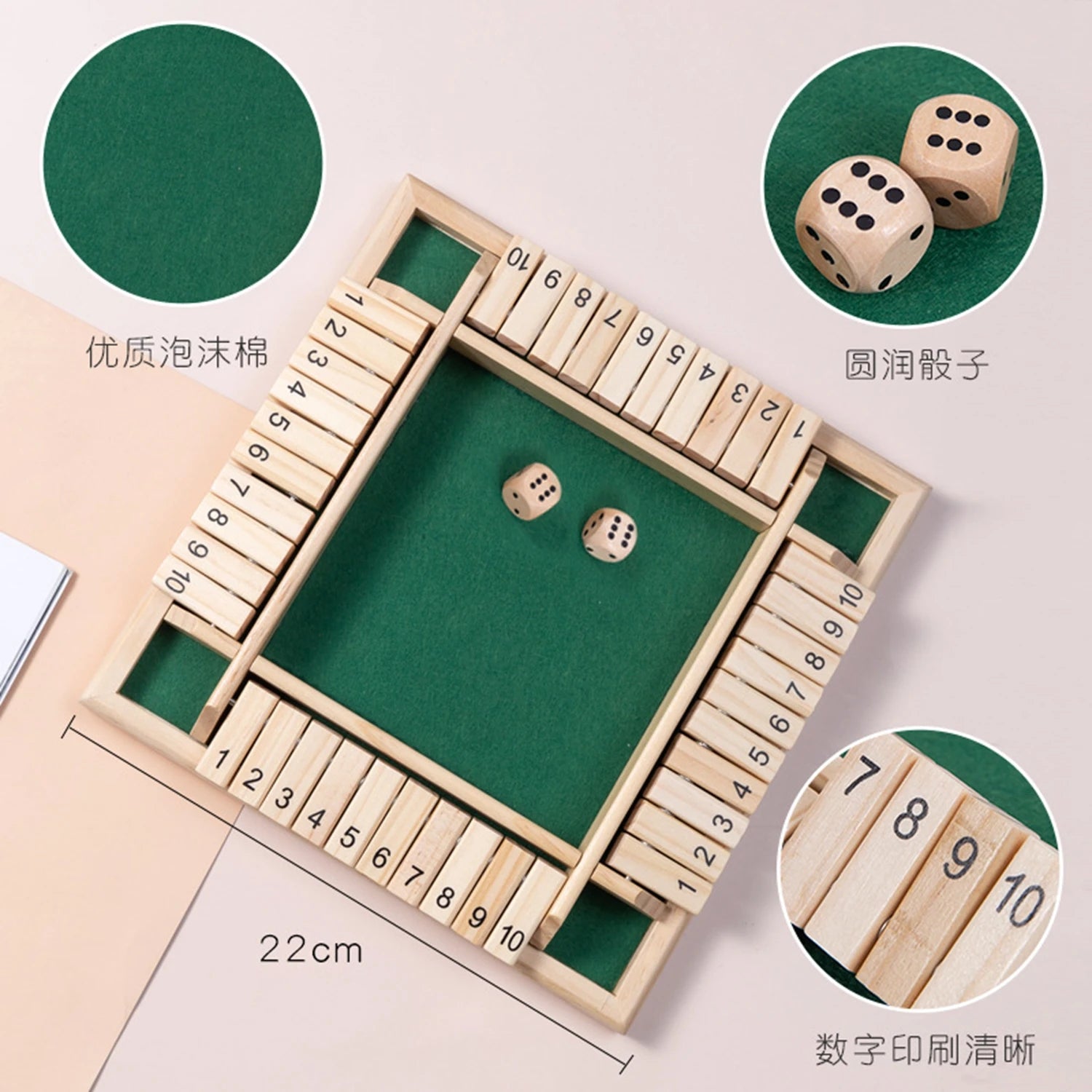 Wooden Dice Board Game Shut The Box for 4 Players Flaps & Dices Game Parent-children Interaction Family Entertainment - Smarsty