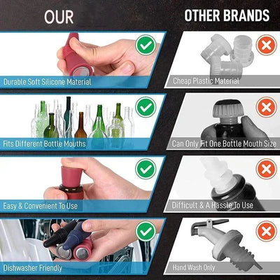 Silicone Wine Bottle Stoppers Set Leak Proof Sealing Solution - Smarsty
