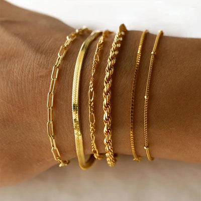 Gold Stainless Steel Twist Chain Bracelet for Women - Smarsty