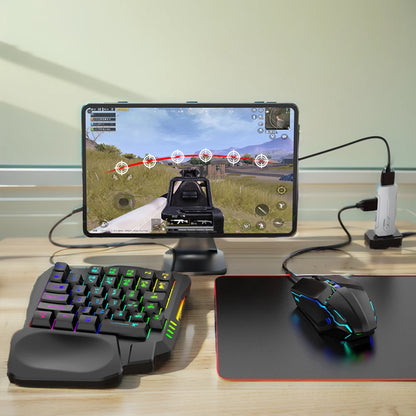5 in 1 Mobile Game Converter Keyboard Mouse Gaming Set for PUBG Wired RGB Backlit Keyboard with Wrist Rest for Gamer Accessories