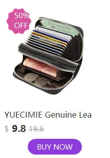 YUECIMIE Super Slim Soft Wallet Genuine Leather Mini Credit Card Holder Wallets Purse Thin Small Card Holders Men Wallet - Smarsty