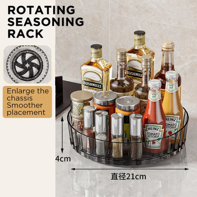 Rotating Tray Spice Rack Pantry Cabinet Turntable With Base Storage Bin Kitchen Organizer For Seasoning Cosmetic Storage Box by Smarsty