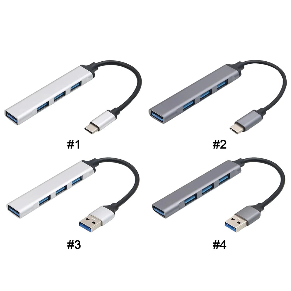 4-Port USB 3.0 Hub Adapter 5Gbps USB Data Hub USB C To USB Hub Multiple USB 3.0 Hub USB Port Expander for Laptop and PC