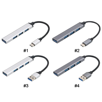 4-Port USB 3.0 Hub Adapter 5Gbps USB Data Hub USB C To USB Hub Multiple USB 3.0 Hub USB Port Expander for Laptop and PC