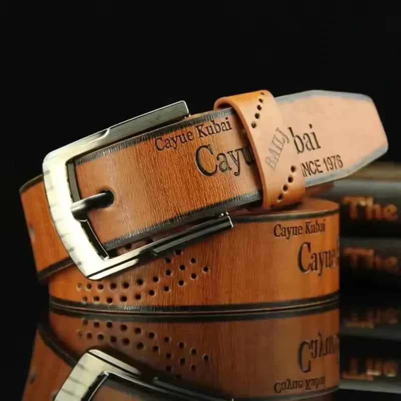 Men PU Leather Belt with Metal Pin Buckle Durable Design - Smarsty