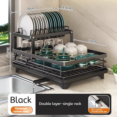 Stainless Steel Dish Drying Rack Adjustable Kitchen Plates Organizer with Drainboard Over Sink Plate Drainer Storage Organizer by Smarsty