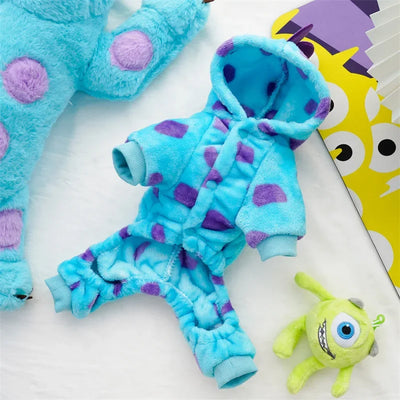 Funny Dog Dinosaur Halloween Costume Soft Warm Dog Clothes for Small Dogs Pixar Monsters Overalls for Cat Winter Puppy Hoodies