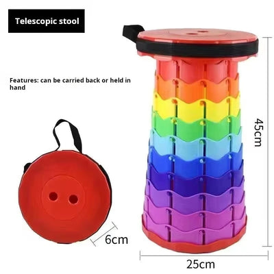 Folding Stool Outdoor Portable Chair Retractable Adjustable Bench Camping, Fishing Multi-scene Applicable by Smarsty