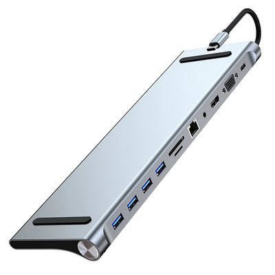 11 in 1 USB C Docking Station with 4K HDMI-Compatible VGA Ethernet USB C Dock 100W PD SD/TF Audio Type C Hub 1* USB 3.0 3*USB2.0 - Smarsty