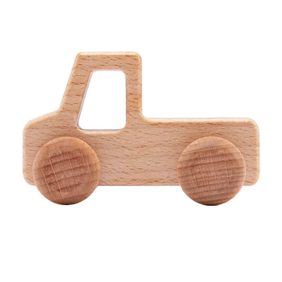 Wooden Baby Car Toys Beech Wooden Dinosaur Cartoon Car Teether Educational Montessori Toys For Children Teething Baby Toys - Smarsty