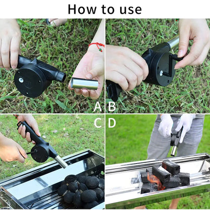 Portable Hand-Cranked Barbecue Air Blower for Easy Fire Starting - Smarsty