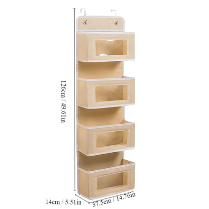 1pc Four-layer Storage Bag Door Hanging Fabric Organizer Bag For Sundries Items Underwear Socks