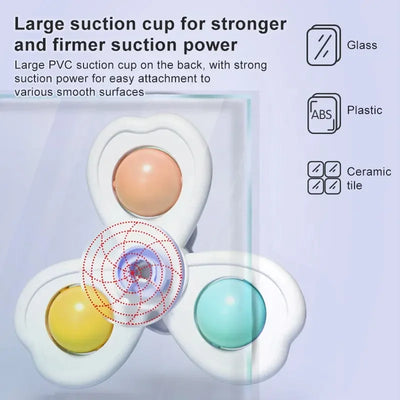 3 in 1 Suction Cups Spinning Top Toy For Baby Game Infant Teether Relief Stress Educational Rotating Rattle Bath Toys For Kids - Smarsty