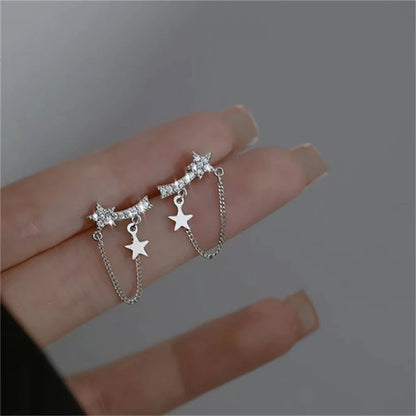 Korean Moon Butterfly Crystal Drop Earrings for Party Women - Smarsty
