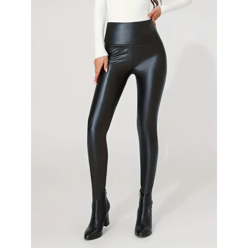 Autumn And Winter New Season Wearable Women's Tight Pants With High Waist And Sexy Faux Leather Texture Long Pants With Leggings - Smarsty