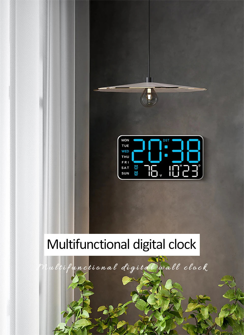 Large Digital Wall Clock with Temperature and Date Display - Smarsty