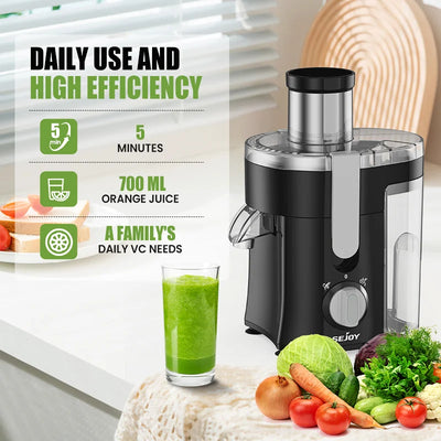 Sejoy Compact Fruits Juicer,Juice Extractor Machine Multiple Safety Features Operation Centrifugal Extractor Speed Adjustable - Smarsty