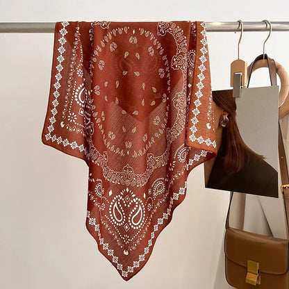 Breathable Cashew Print Silk Scarf for Women - Smarsty