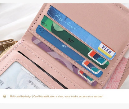 Cute Cat Coin Purse Women Fashion Short Wallet PU Leather Large Capacity Wallet Lightweight ID Card Holder Travel Cash Coin Bag - Smarsty
