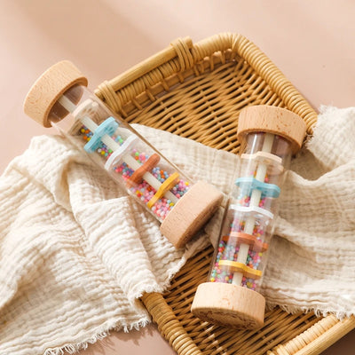 Montessori Baby Rain Stick Rainbow Hourglass Rain Music Rattle Baby Educational Toy Colorful Montessori Sensory Toys for Kids - Smarsty