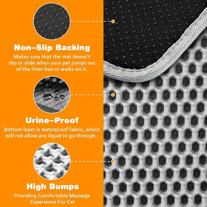 Large Waterproof Cat Litter Mat with Non Slip Design - Smarsty