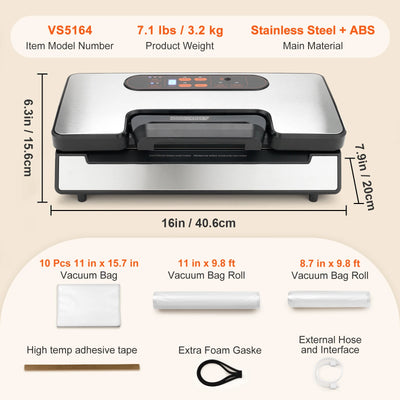 SucceBuy 90Kpa 130W Vacuum Sealer Food Packaging Machine with Free 10pcs Vacuum bags for Household Kitchen Vacuum Food Sealing - Smarsty
