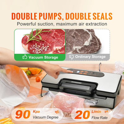 SucceBuy 90Kpa 130W Vacuum Sealer Food Packaging Machine with Free 10pcs Vacuum bags for Household Kitchen Vacuum Food Sealing - Smarsty
