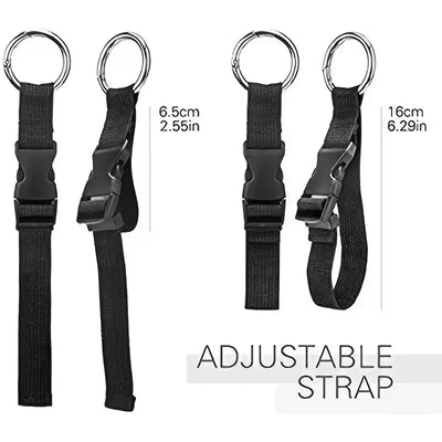 Holiday Travel Portable Black Nylon Suitcase Hanging Bag with Zinc Alloy Hiking Buckle Strap with External Hook Strap - Smarsty