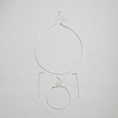 Shiny Silver Plated Necklace and Bracelet Jewelry Set - Smarsty