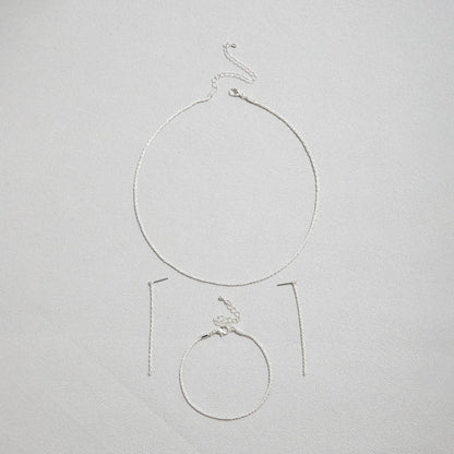 Shiny Silver Plated Necklace and Bracelet Jewelry Set - Smarsty