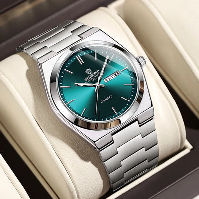 Luxury Stainless Steel Men's Watch with Double Calendar - Smarsty