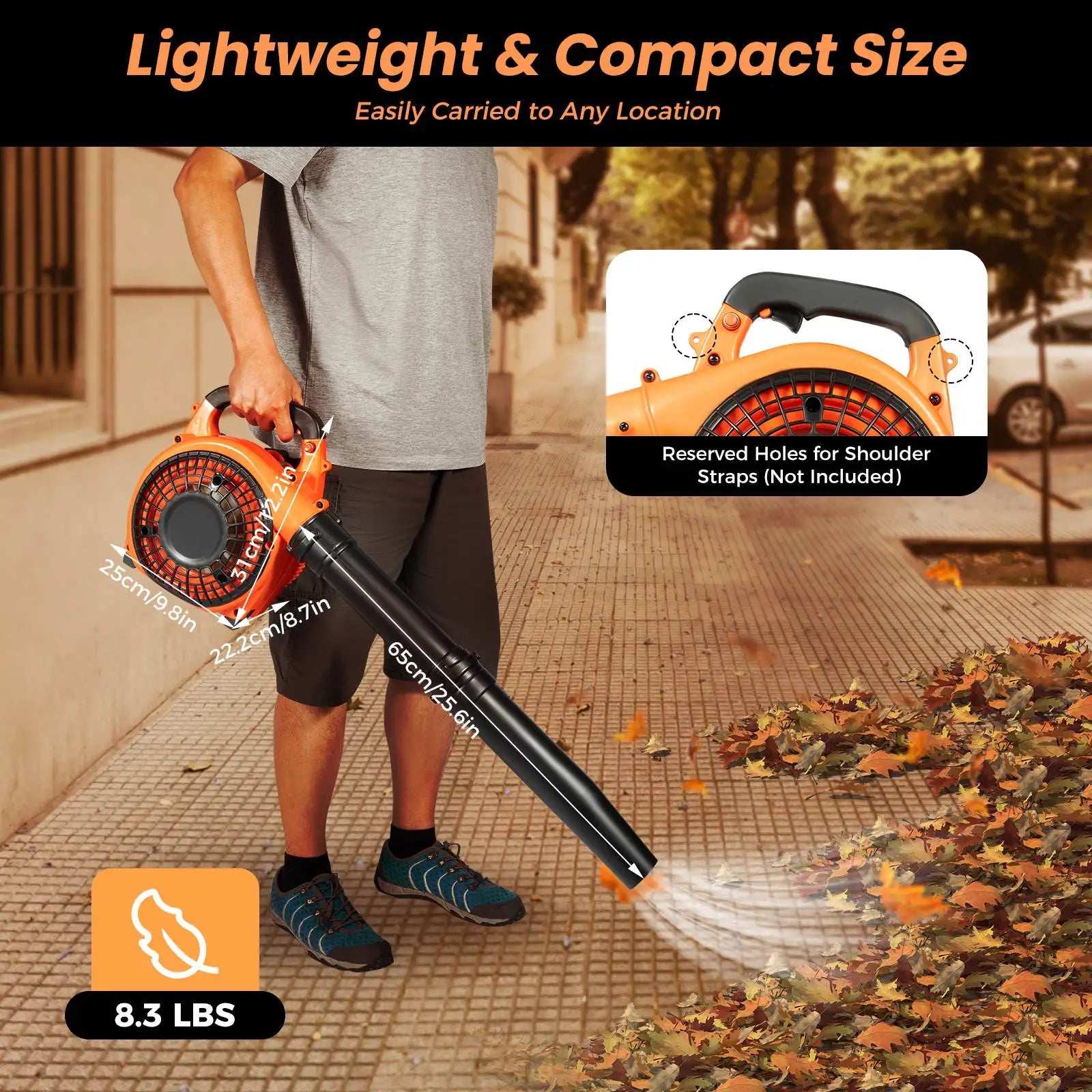 Gas Leaf Blower 25.4CC 2-Stroke 4.59ft³/h Commercial Handheld Gas Leaf Blower Grass Lawn Yard Dust Blowing Cleaning Tool