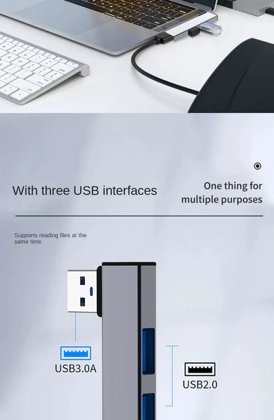 Type C USB Hub UltraSlim Three Port OTG USB 3.0 - Smarsty
