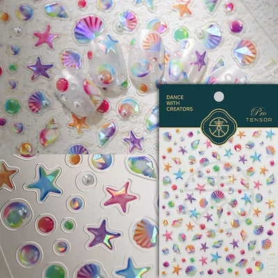 5D Summer Beach Nail Stickers with Shiny Sea Designs - Smarsty
