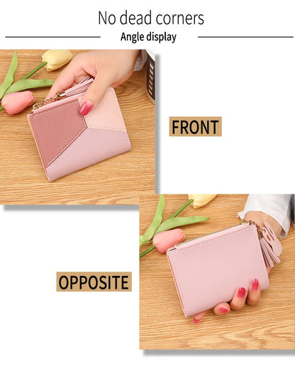 Fashion Women's Wallet Zipper Coin Purse Lady Short Clutch Purse Handbag Patchwork Leather Female Card Holder Wallet Phone Pouch