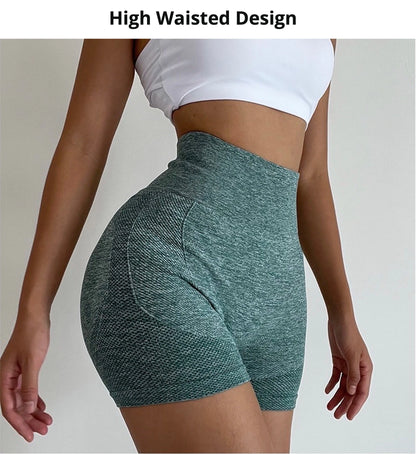 Seamless Yoga Shorts High Waist Workout Fitness Lift Peach Butt Fitness Tights Gym Running Body Shaper Pants Casual Sportswear - Smarsty