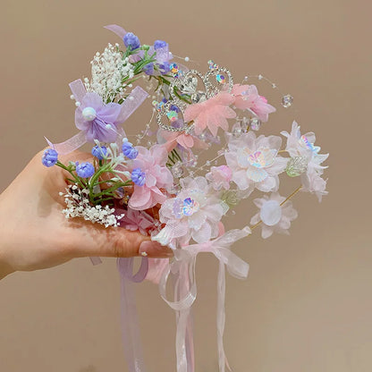 Girls Flower Ribbon Headband For Party Lightweight Soft - Smarsty