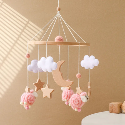 Baby Crib Mobile Bed Bell Rattle Toys Wooden Crochet Stars Pendant Bed Bell Toys Newborn Comfort Crib Bracket Hanging Toys Gifts by Smarsty