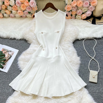 YuooMuoo Chic Fashion 2025 Summer Pleated Short Dress Women O-neck Slim Waist A-line Party Dress Streetwear Lady Outfits Vestido - Smarsty