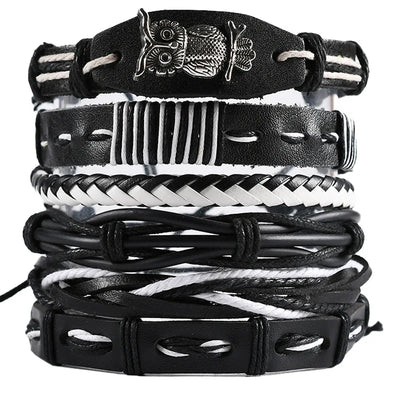 Viking Leather Bracelet For Men Adjustable Skull Design - Smarsty