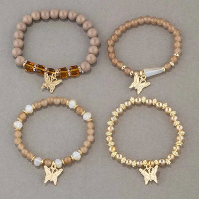Trendy Butterfly Beaded Bracelet Set for Women - Smarsty