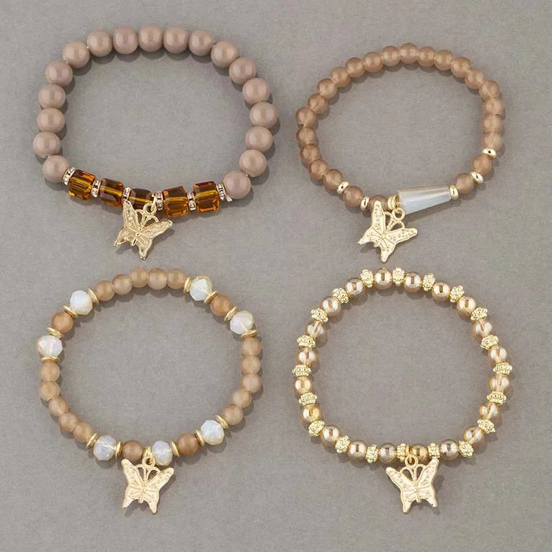 Trendy Butterfly Beaded Bracelet Set for Women - Smarsty