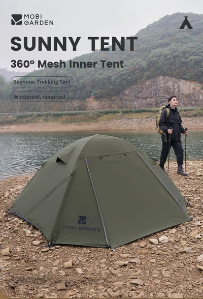 MOBI GARDEN Camping Backpacking Tent Waterproof Rainproof Hiking Silver Coated Sun Protection Easy Set Up by Smarsty