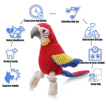 Indestructible Plush Parrot Dog Toy for All Dogs - Smarsty