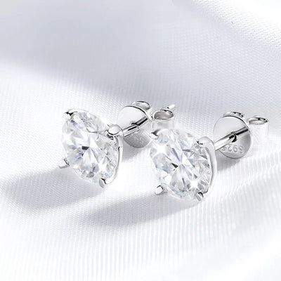 GRA Certified Moissanite Stud Earrings Sterling Silver - Smarsty