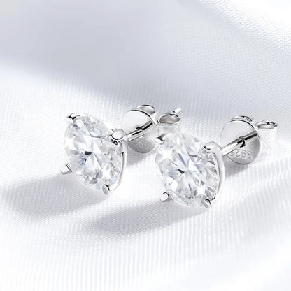 GRA Certified Moissanite Stud Earrings Sterling Silver - Smarsty