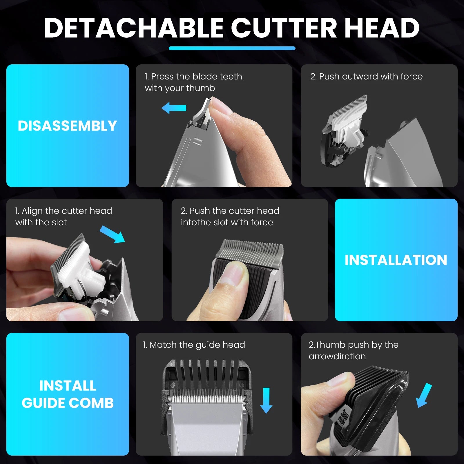 Sejoy Electric Hair Clippers Men Professional kit USB Rechargeable Men's Barber Hair Cutting Machine Beard Trimmer For Men Kids - Smarsty