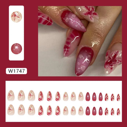 24pcs Flower Design Fake Nail Tips Full Cover - Smarsty